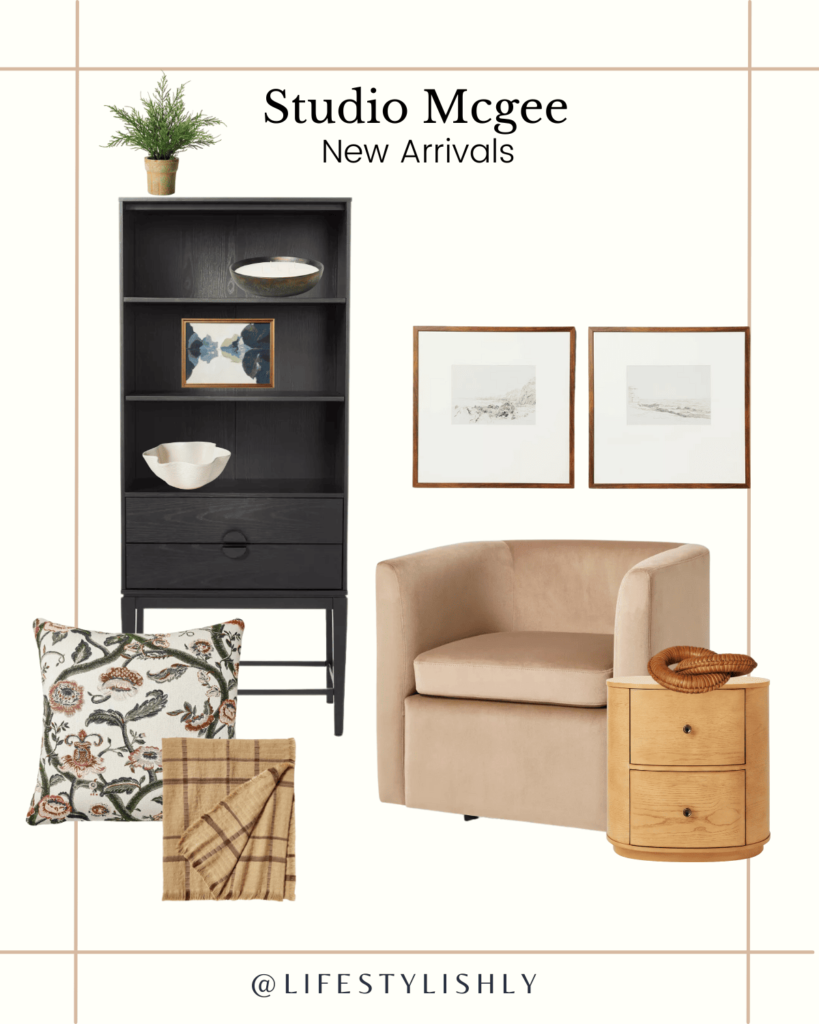 Collage showcasing a curated selection of Studio McGee's latest home decor collection at Target. The composition includes modern furniture pieces, cozy area rugs, statement-making wall art, and charming accent pieces - demonstrating the blend of elegance, affordability, and contemporary design in the collection