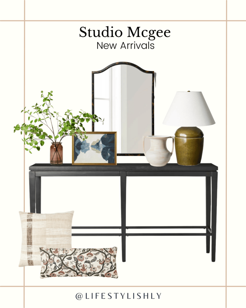 Collage showcasing a curated selection of Studio McGee's latest home decor collection at Target. The composition includes modern furniture pieces, cozy area rugs, statement-making wall art, and charming accent pieces - demonstrating the blend of elegance, affordability, and contemporary design in the collection